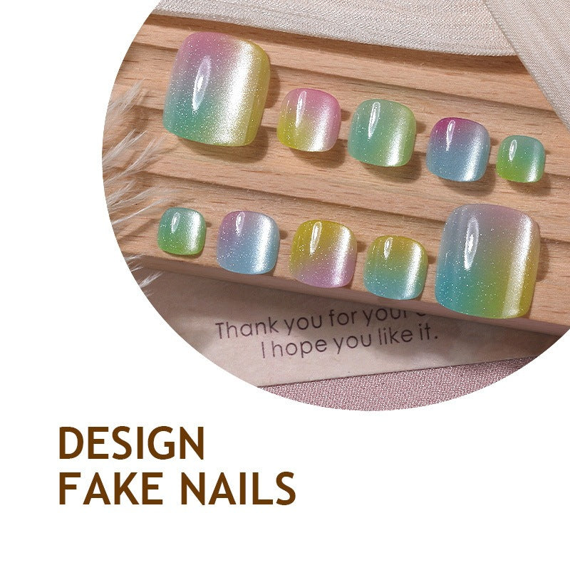 Acrylic nail set with shimmering gradient and elegant designs Kalsten