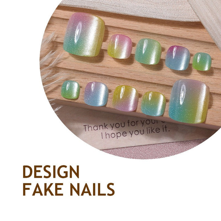 Acrylic nail set with shimmering gradient and elegant designs Kalsten