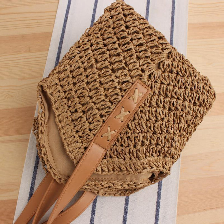 Large straw bag with leather accents Kalsten