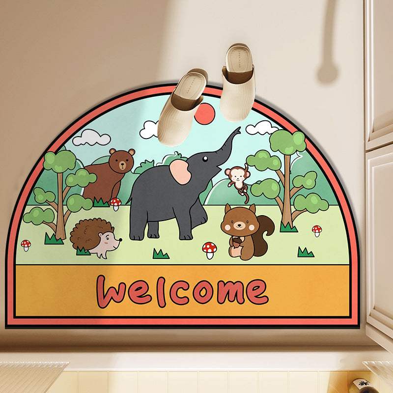 Playful Animal-Themed Decorative Bath Mat
