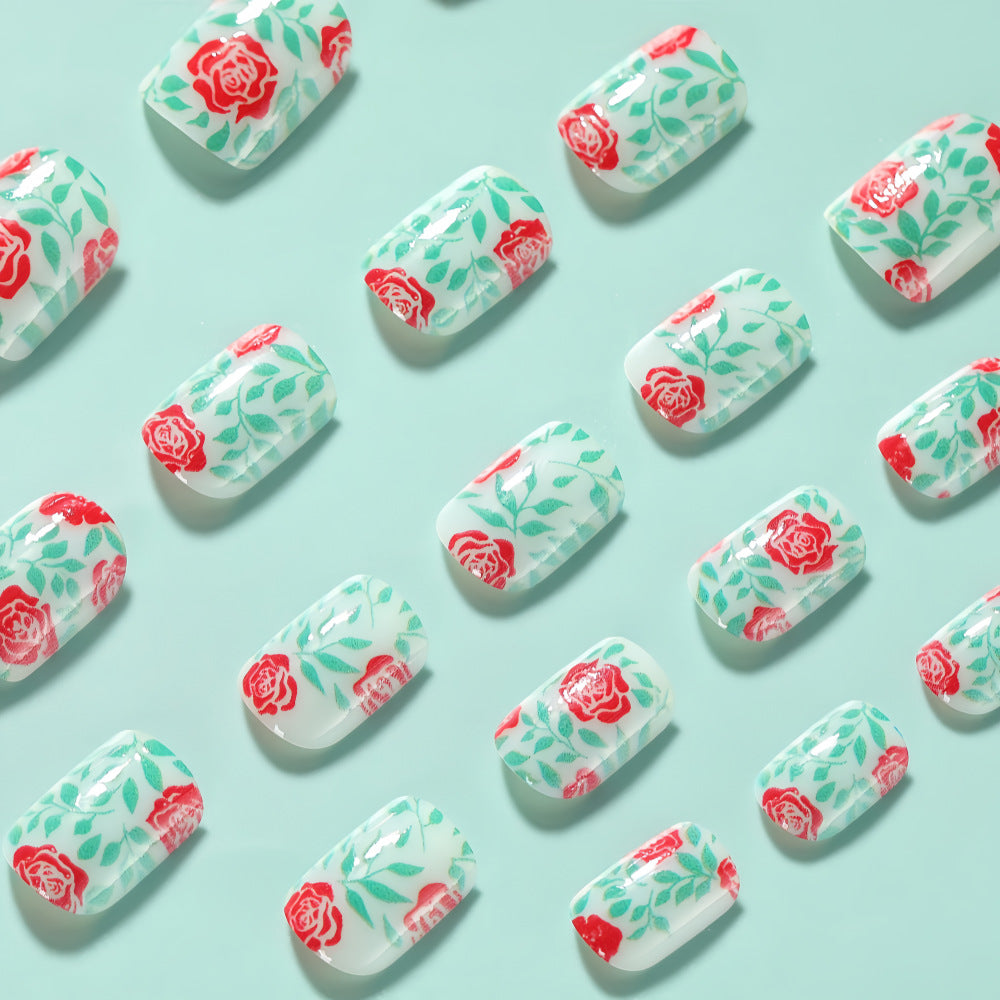 Artificial nails with romantic rose pattern Kalsten