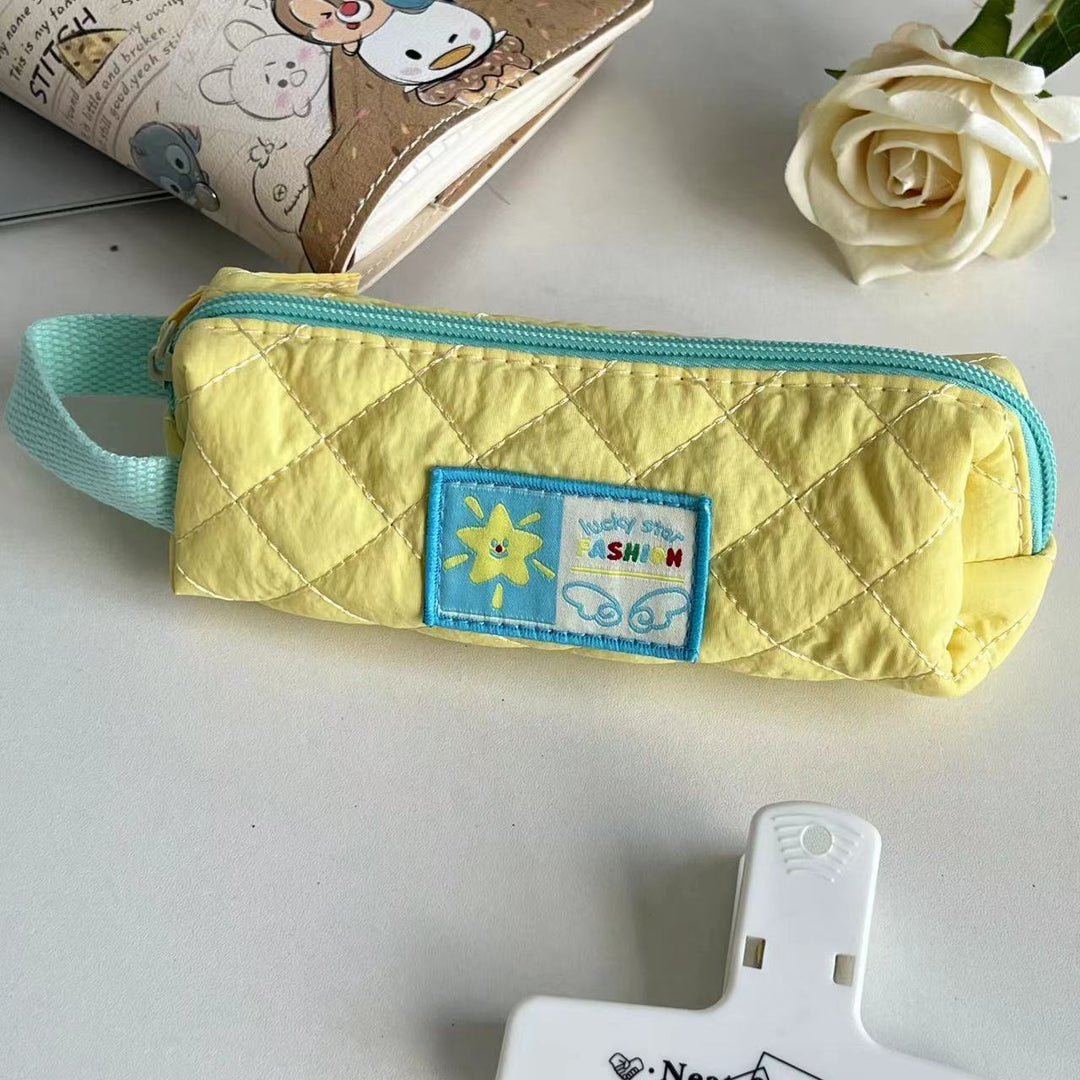 Quilted Cartoon-Themed Zipper Pencil Case