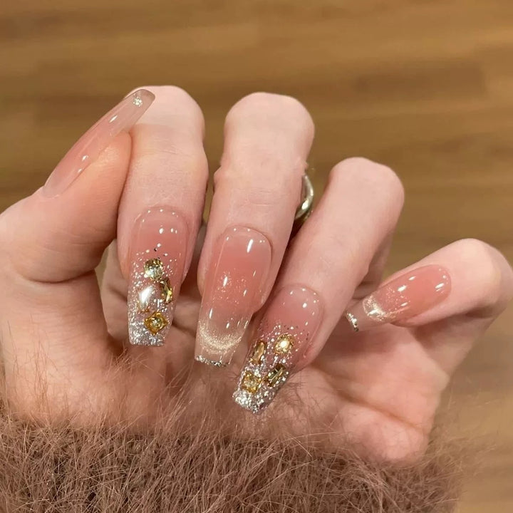 Glamorous Rhinestone Press-On Nails Kalsten