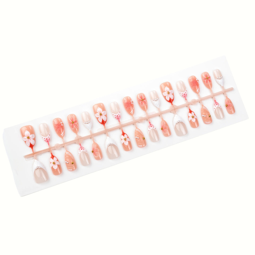 Floral Embellished Press-On Nail Set Kalsten