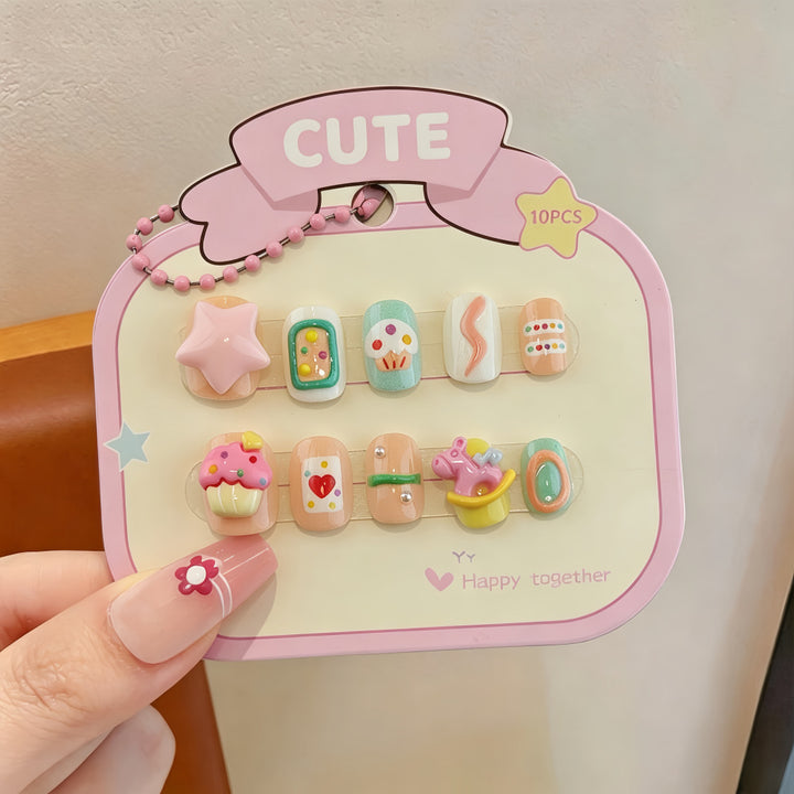 Colorful Nail Art Artificial Nails with Summery Designs Kalsten