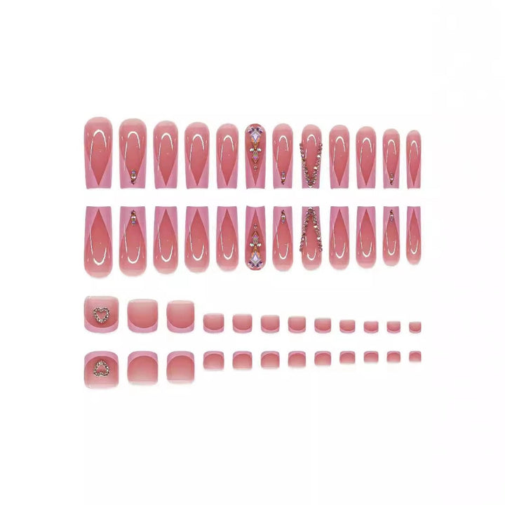 Decorative Press-On Nail Set with Rhinestone Accents Kalsten