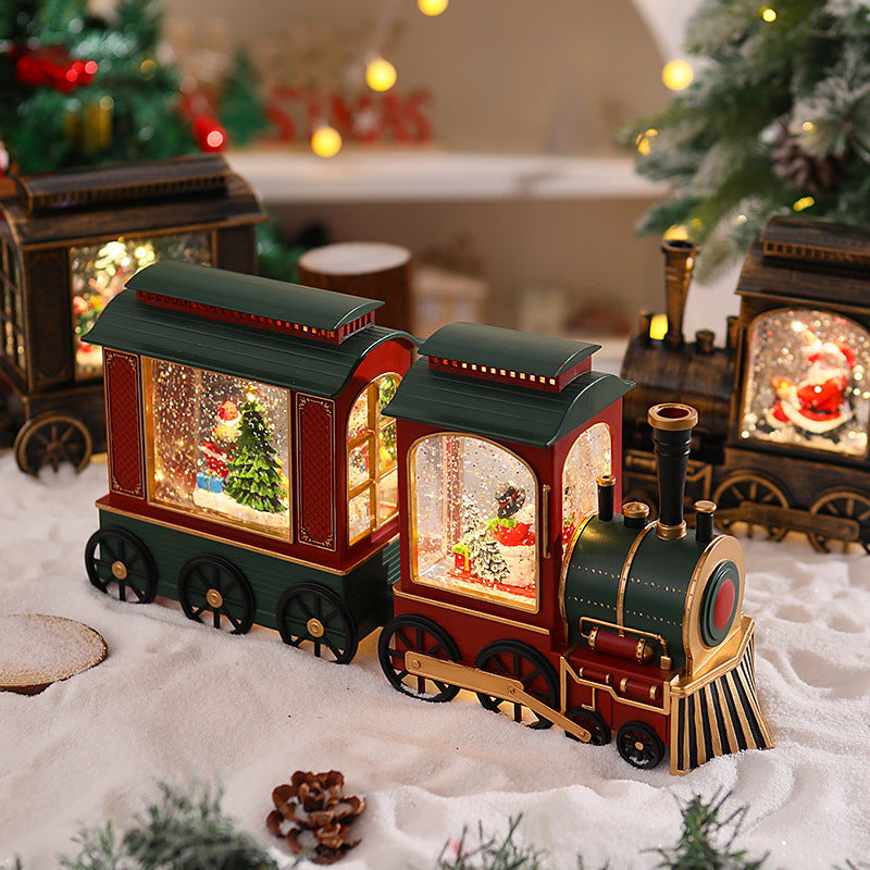 Nostalgic Christmas Train Lantern with Moving Santa Kalsten