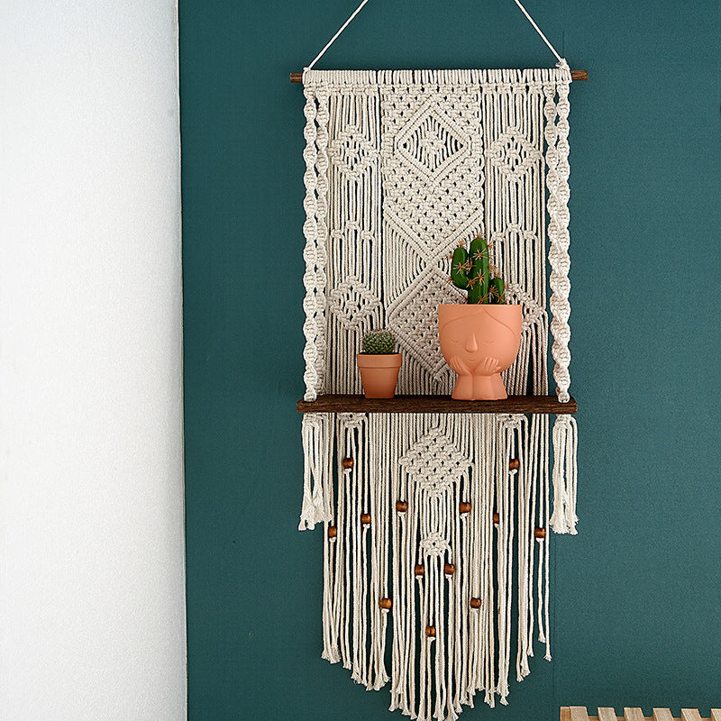 Macrame Wall Hanging with Decorative Shelf Kalsten