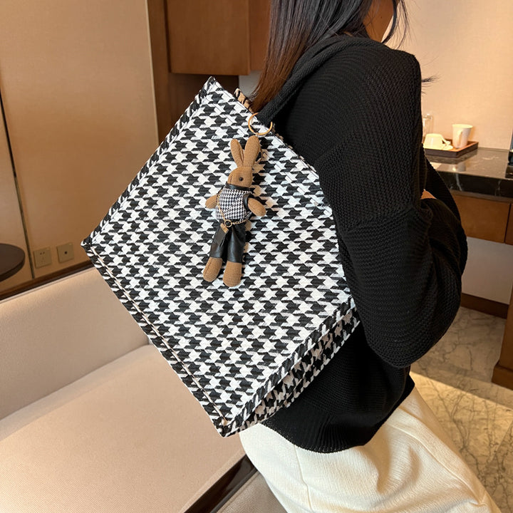 Houndstooth Pattern Handheld Tote Bag