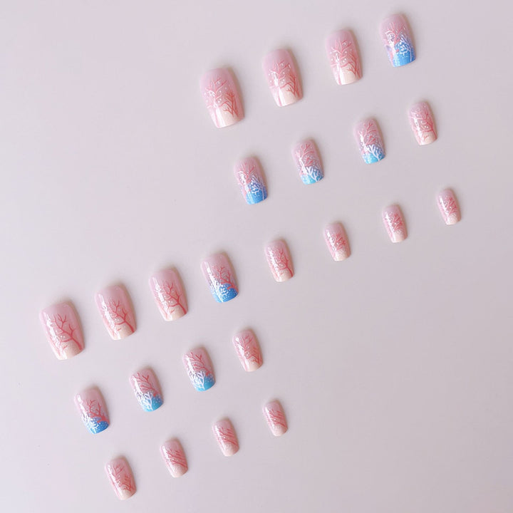 Artificial Nail Set with Maritime Coral Motif Kalsten