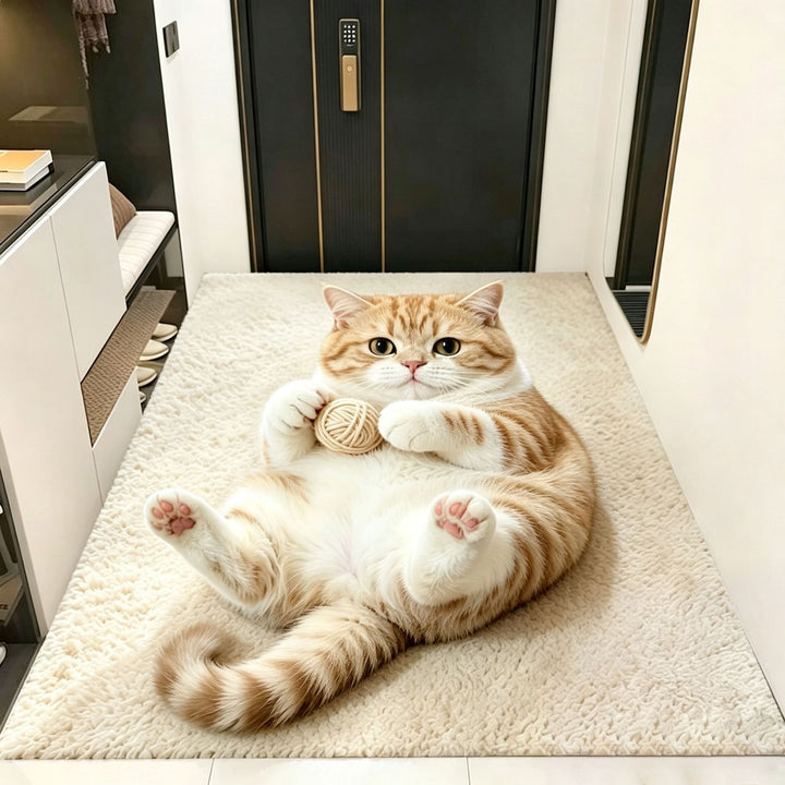 Plush Cat-Themed Area Rug