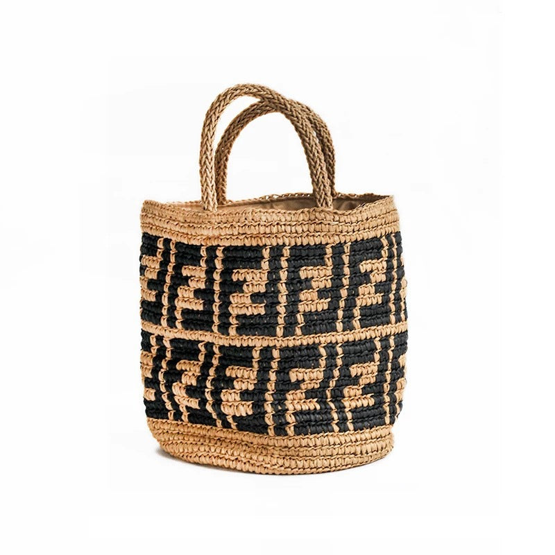 Handwoven basket bag with geometric pattern Kalsten