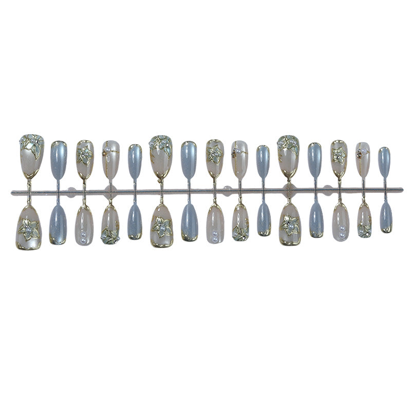 Elegant Floral Embellished Press-On Nail Set Kalsten