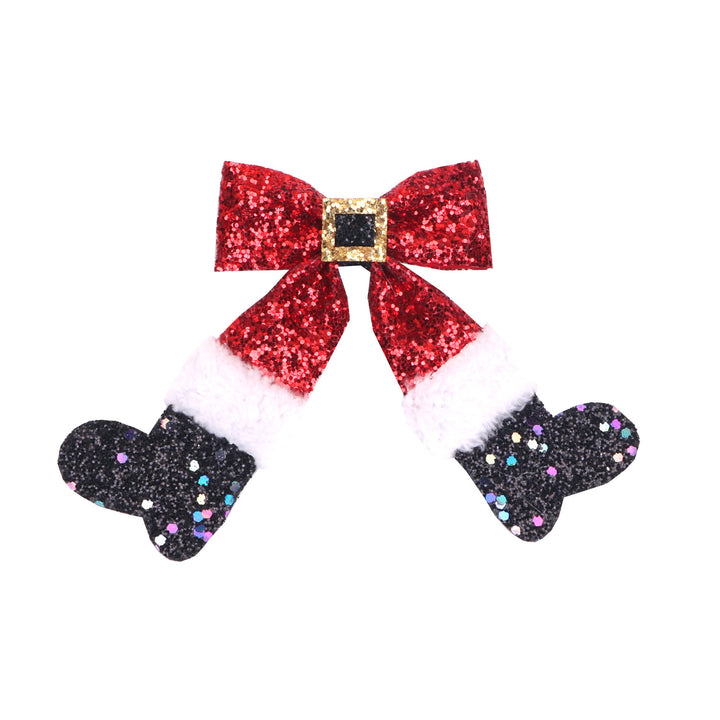 Shimmering Christmas boots with bow