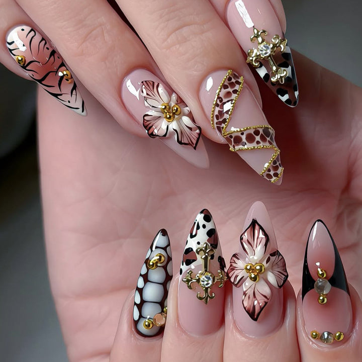 Decorative 3D Floral Acrylic Nail Art Kalsten
