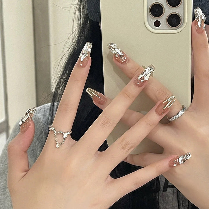 Decorative Press-On Nail Art with Elegant Black Tips Kalsten