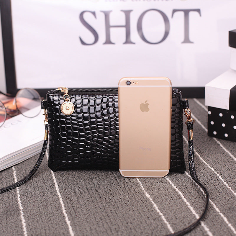 Crocodile Patterned Crossbody Clutch