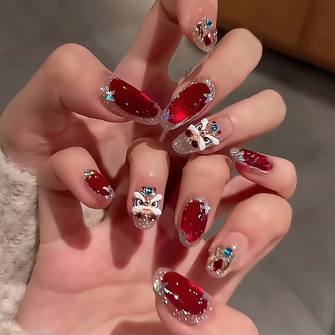 Artistic Rhinestone-Embellished Nail Extensions Kalsten