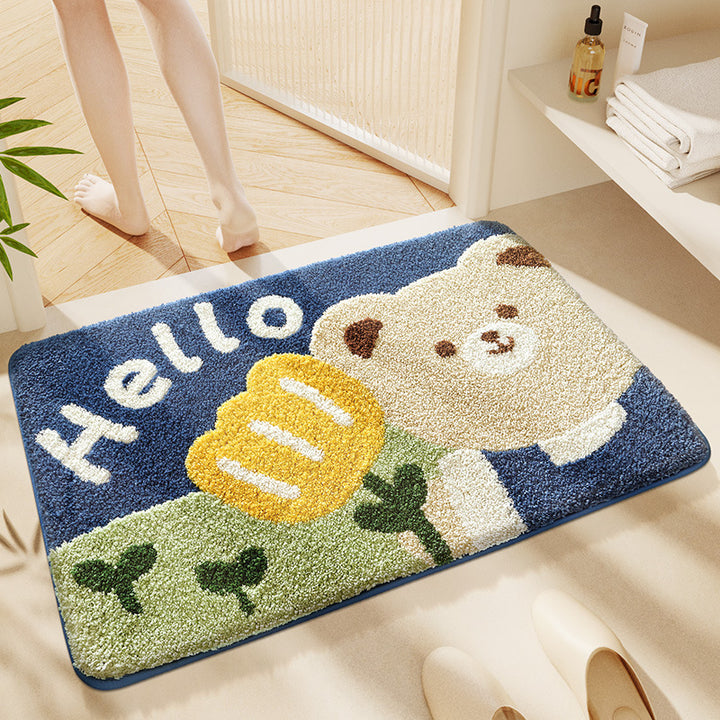 Playful Puppy-Themed Plush Bath Mat