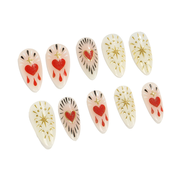 Nail art with glitter and heart decoration Kalsten