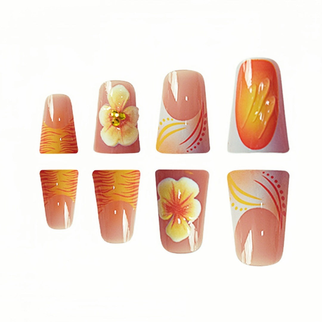 Decorative Floral Press-On Nail Set Kalsten