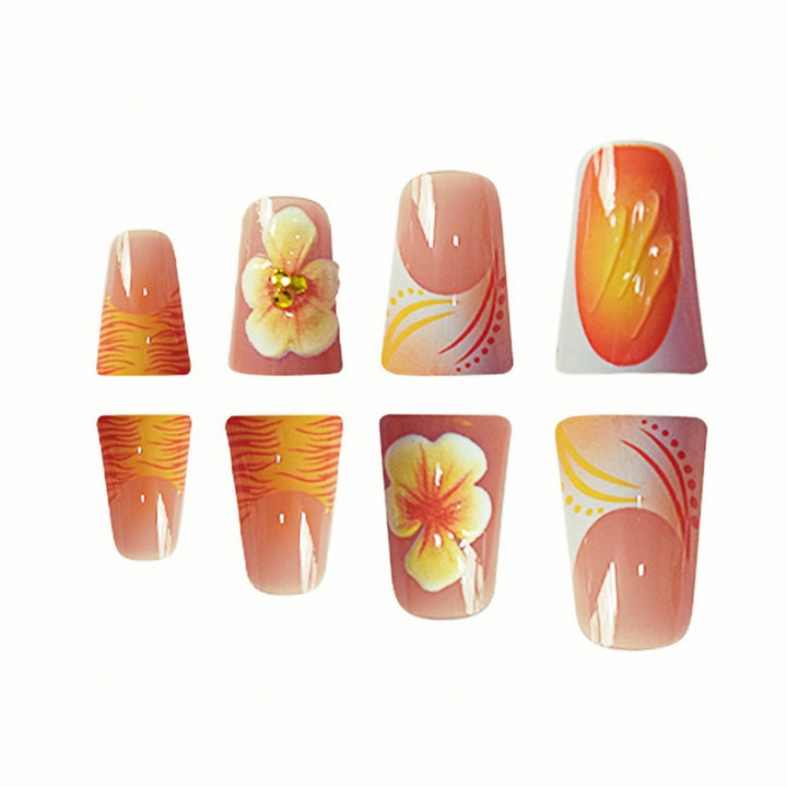 Decorative Floral Press-On Nail Set Kalsten