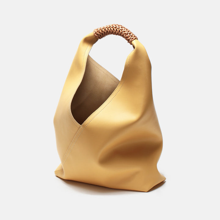Asymmetrical Slouchy Hobo Tote with Braided Top Handle