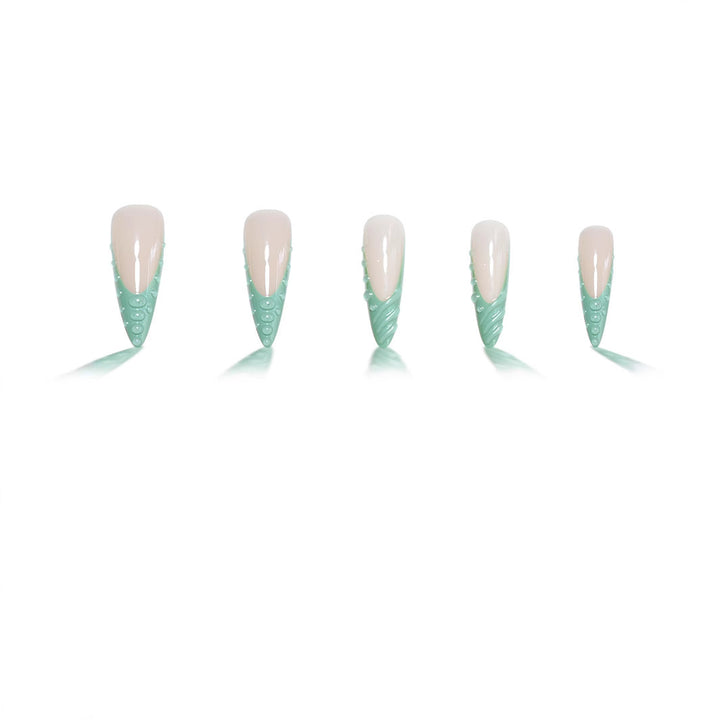 Extravagant Stiletto Press-On Nails with Artistic Shell Design Kalsten