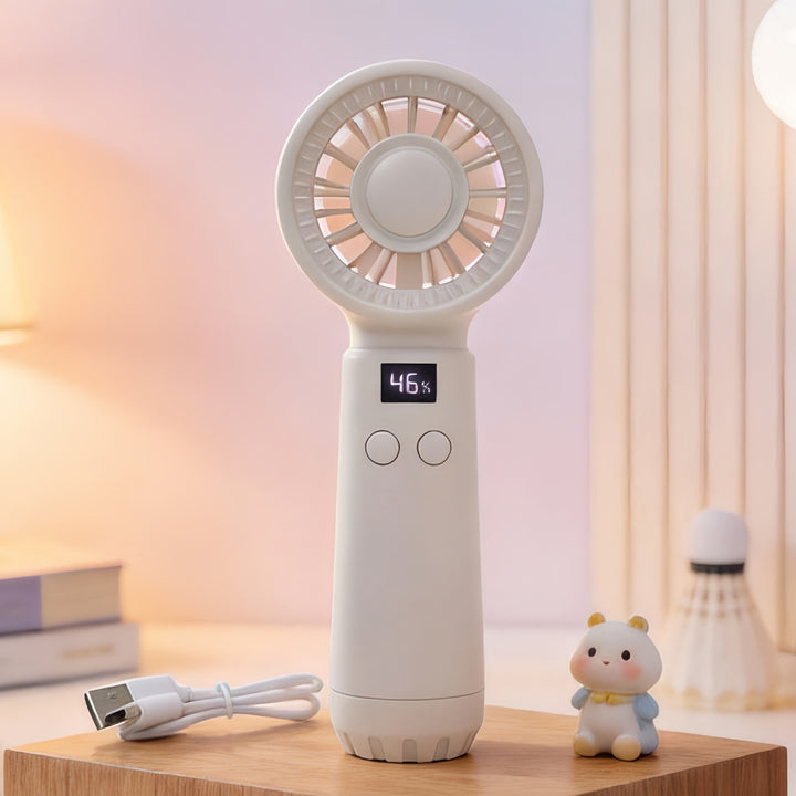 Women's Portable Hand Fan with Digital Display and USB Charging Function Kalsten