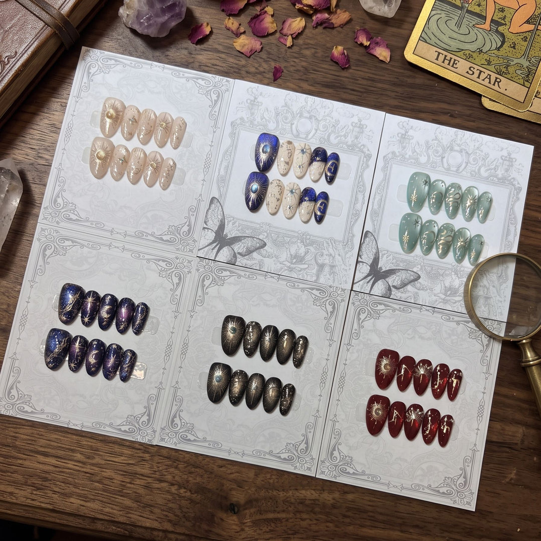 Decorative Press-On Nail Set with Celestial Accents Kalsten