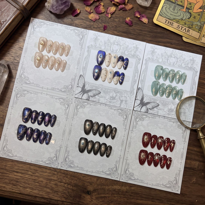 Decorative Press-On Nail Set with Celestial Accents Kalsten