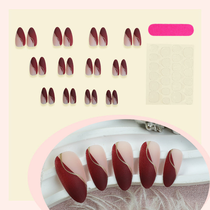Stylish Press-On Nail Set with Elegant Curved Design Kalsten