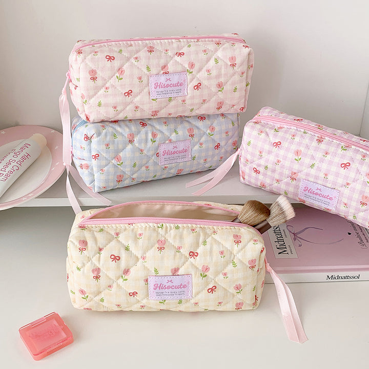 Quilted Floral Pattern Pencil Case