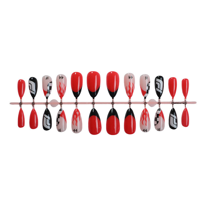Artistic Press-On Nails with Flame Design kalsten