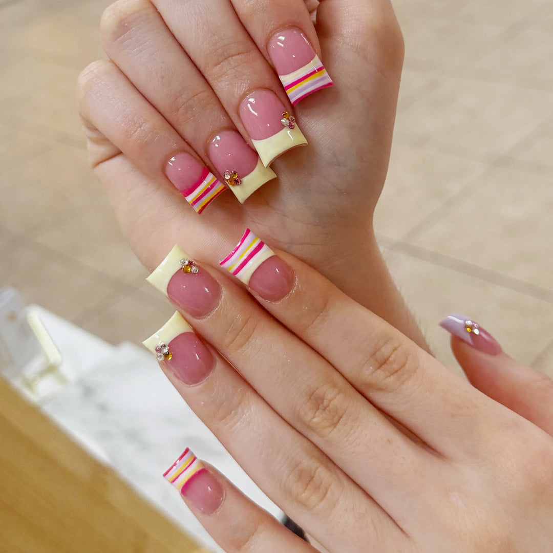 Decorative 3D French Tip Nail Art Extensions Kalsten