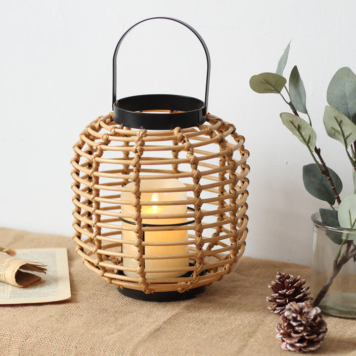 Decorative lantern made of braided rattan Kalsten