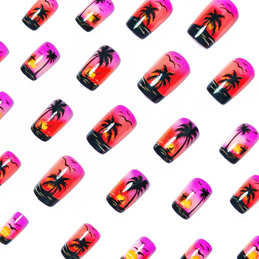Artificial nails with tropical beach motif Kalsten