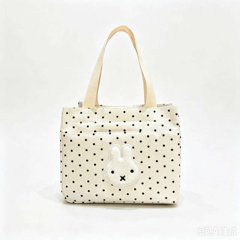 Canvas Shopper with Cute Bunny Applications Kalsten