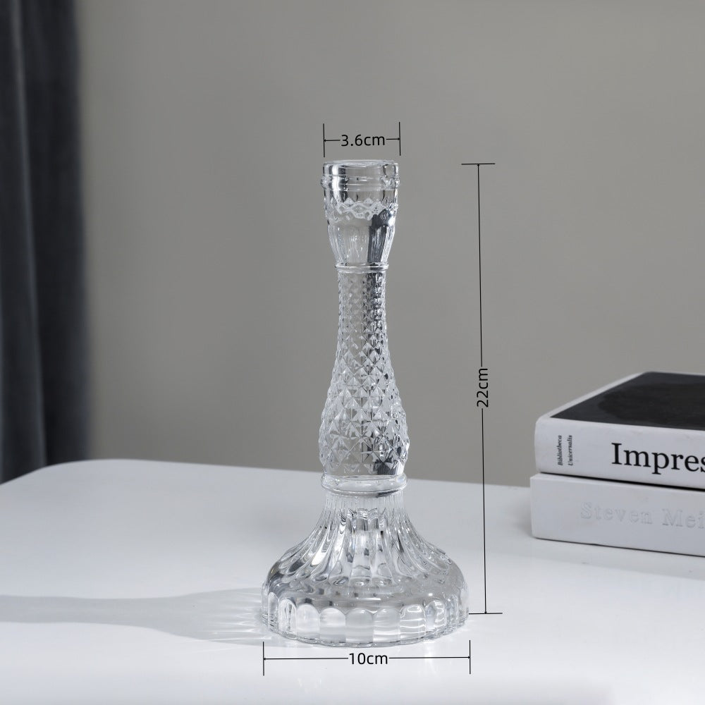 Tall Pressed Glass Decorative Candlestick Holder Kalsten