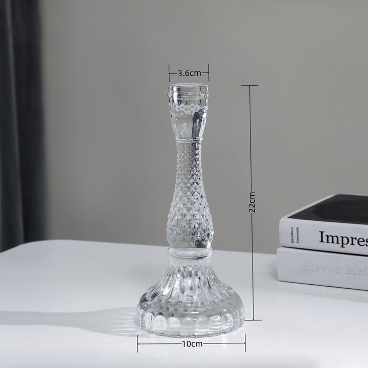 Tall Pressed Glass Decorative Candlestick Holder Kalsten