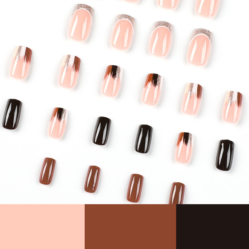 Elegant Artificial Nail Extensions with Ombre and Glitter Details Kalsten