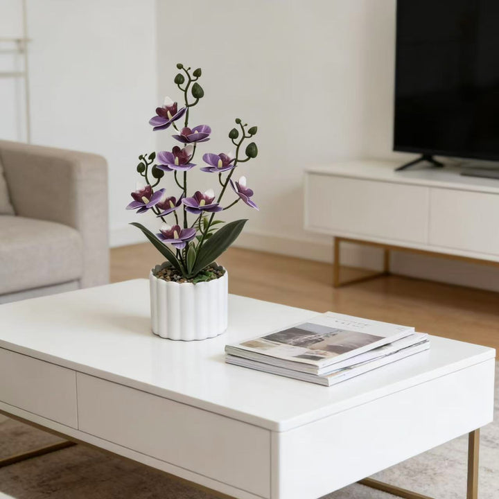 Elegant Faux Orchid Arrangement for Indoor Home Decor