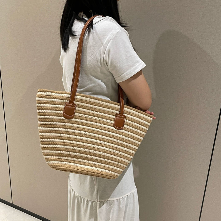 Trendy Basket Bag with Leather Handles Kalsten