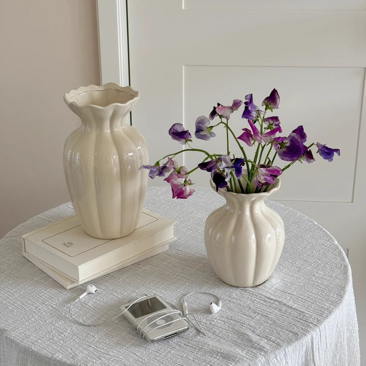 Elegant Fluted Ceramic Vase