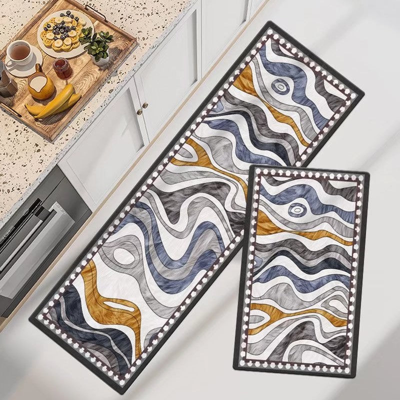 Marble-Pattern Kitchen Runner Mat Set Kalsten