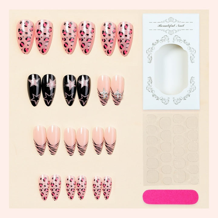 Creative nail art set with leopard and glitter accents Kalsten