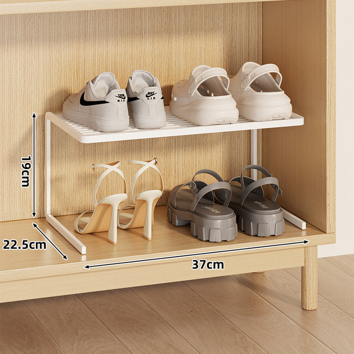 Compact Double-Layer Adjustable Shoe Shelf Riser for Cabinet and Closet