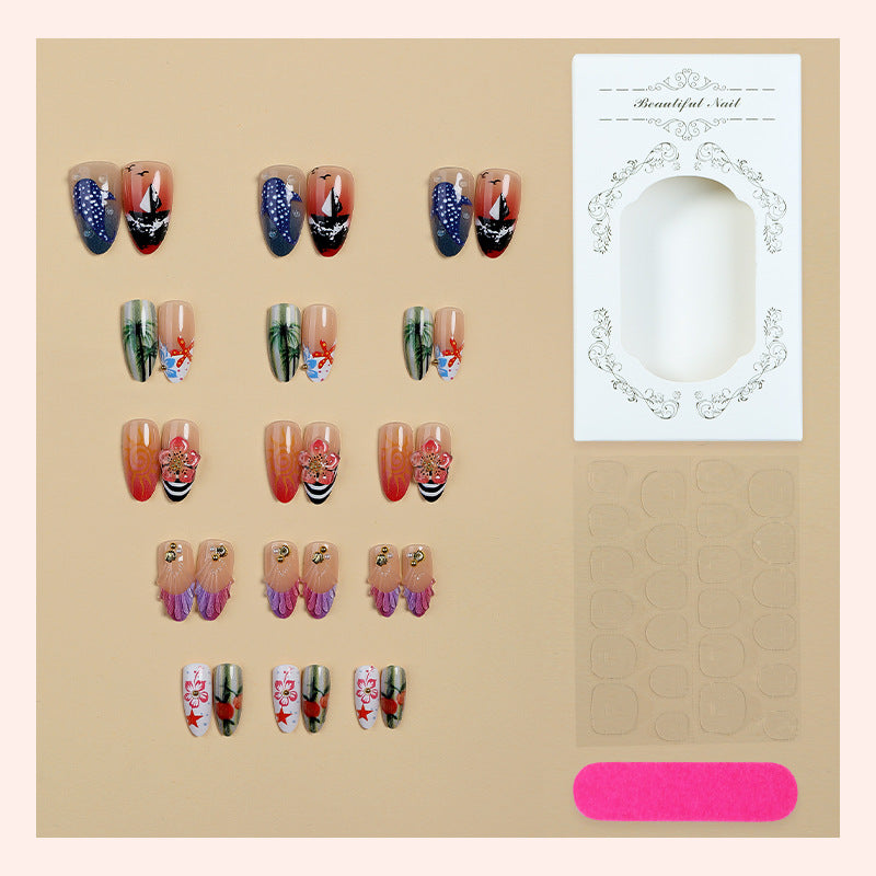 Creative acrylic nail set with maritime motifs Kalsten