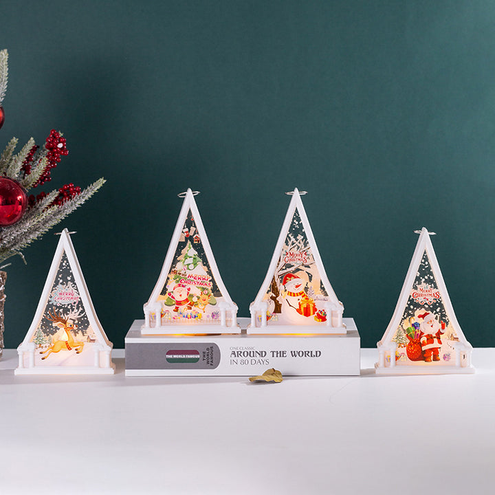 Christmas lantern with LED lighting and festive snowman