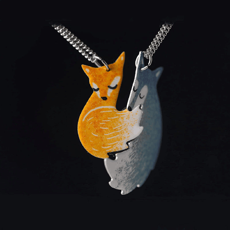 Interlocking Fox Pendant Necklace Kalsten